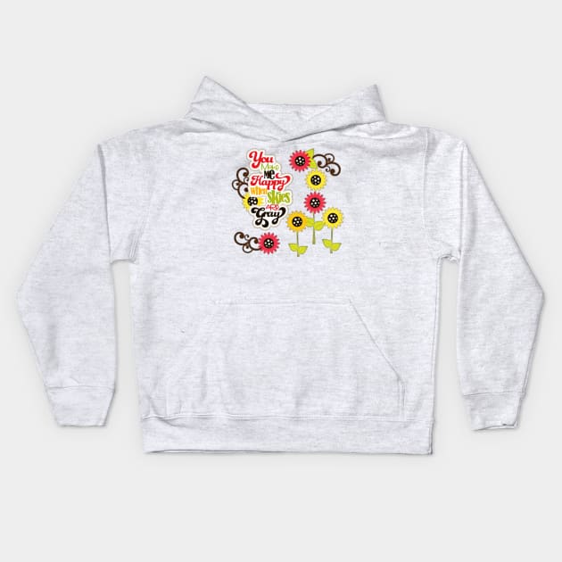 YOU MAKE ME HAPPY Kids Hoodie by tzolotov